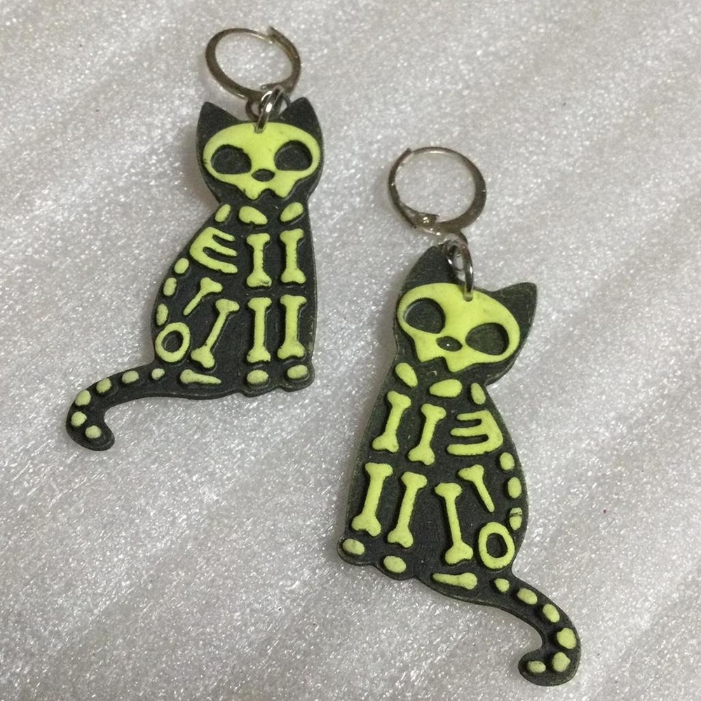 Skeleton Cat Earrings